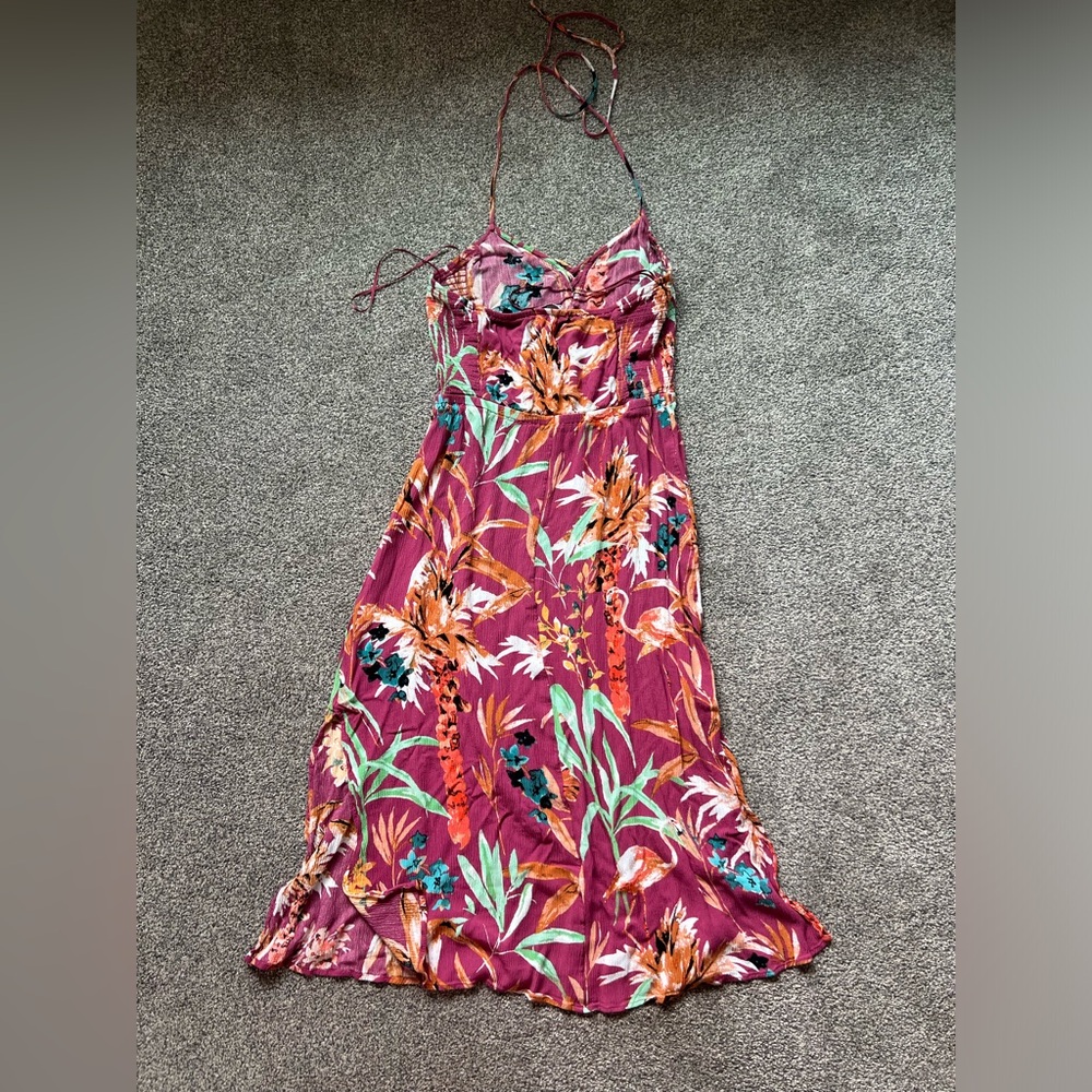 Express Women’s Halter Midi Dress Size Small in Pink/Multicolored Floral - Picture 2 of 10